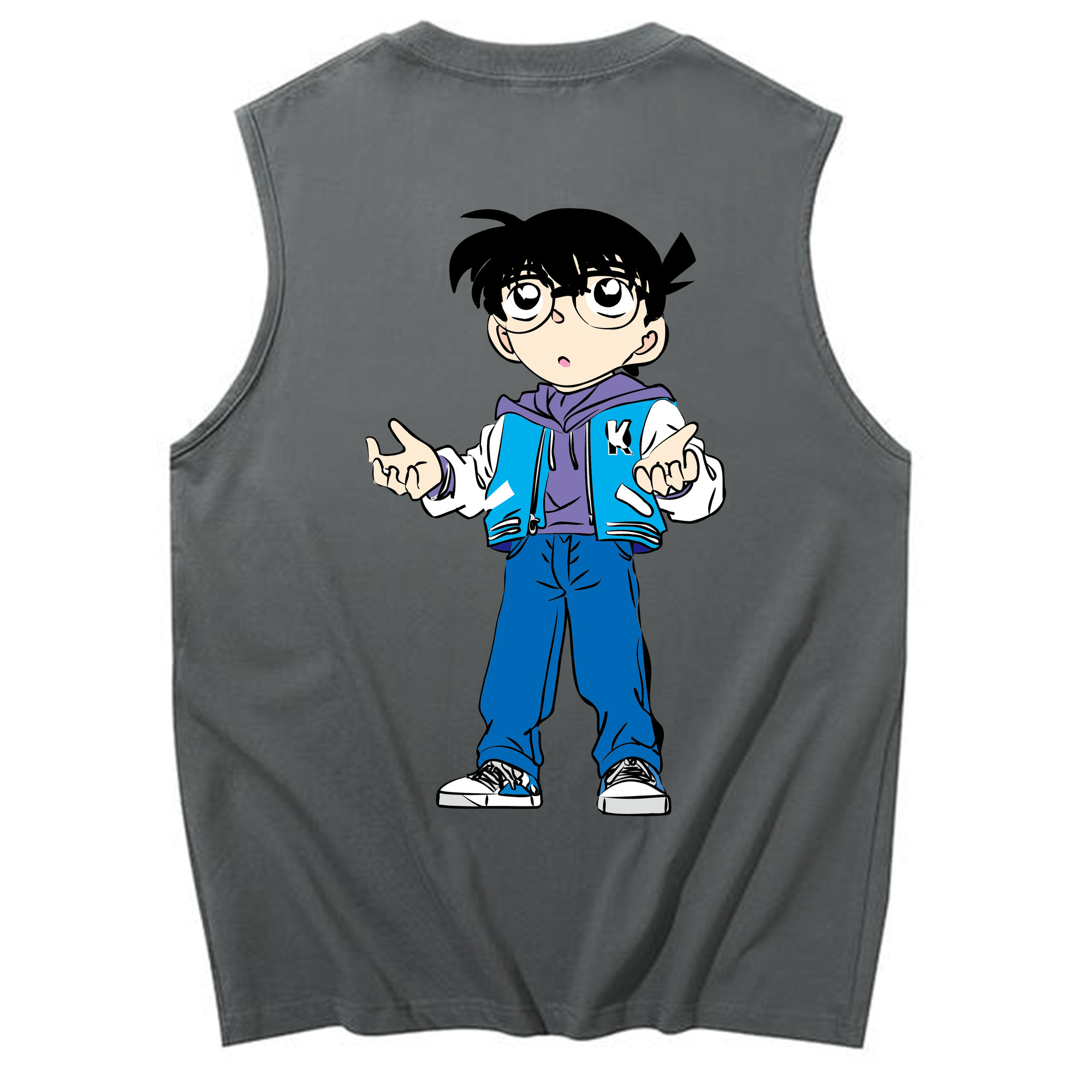 （画像用） 名探偵コナン 江戸川 コナン Detective Conan Conan Edogawa コットン100％タンクトップ（背面プリント）
